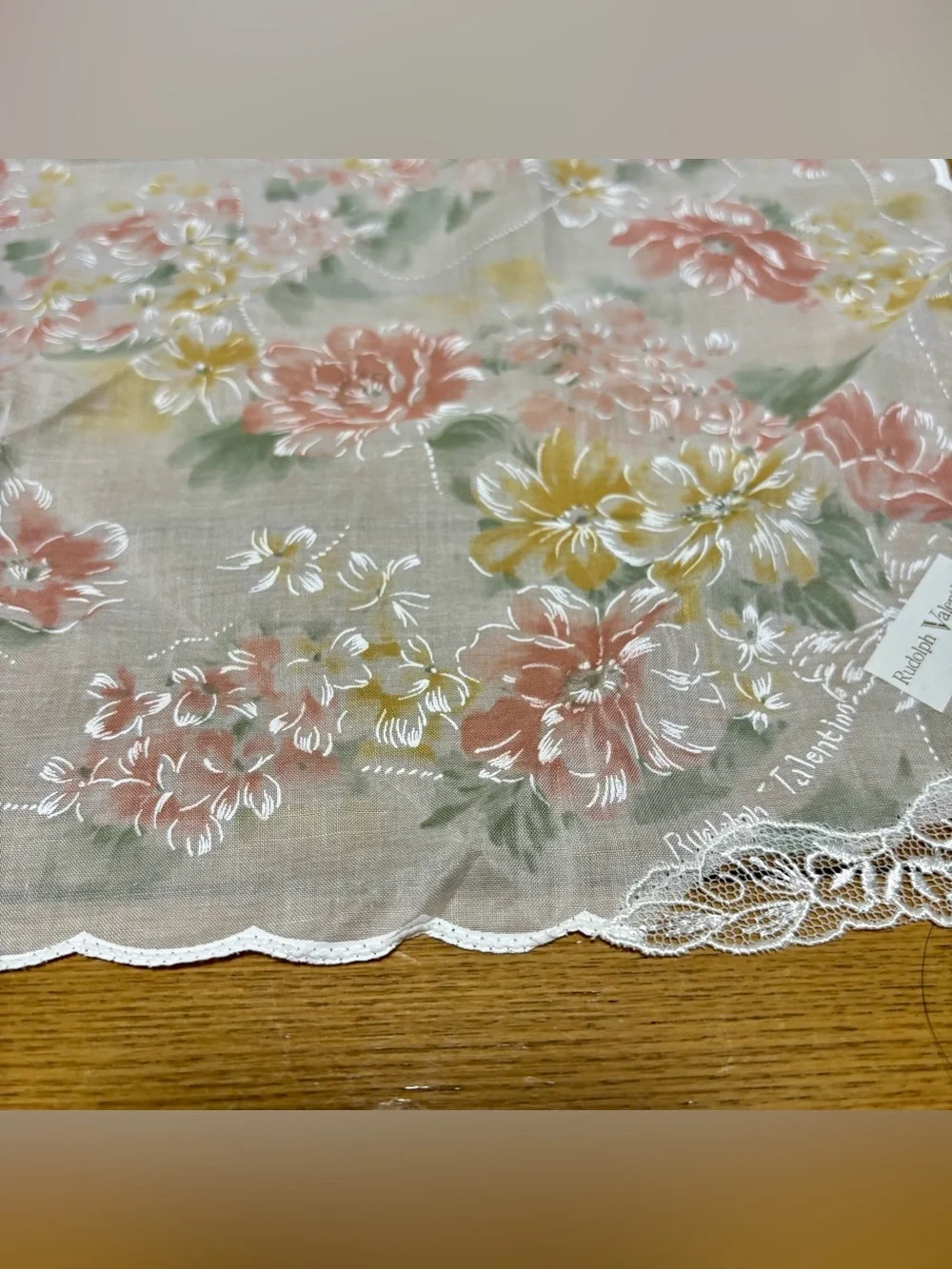 Rudolf Valentino Multicolor Floral Cotton w/Lace Handkerchief/Bandana/Scarf